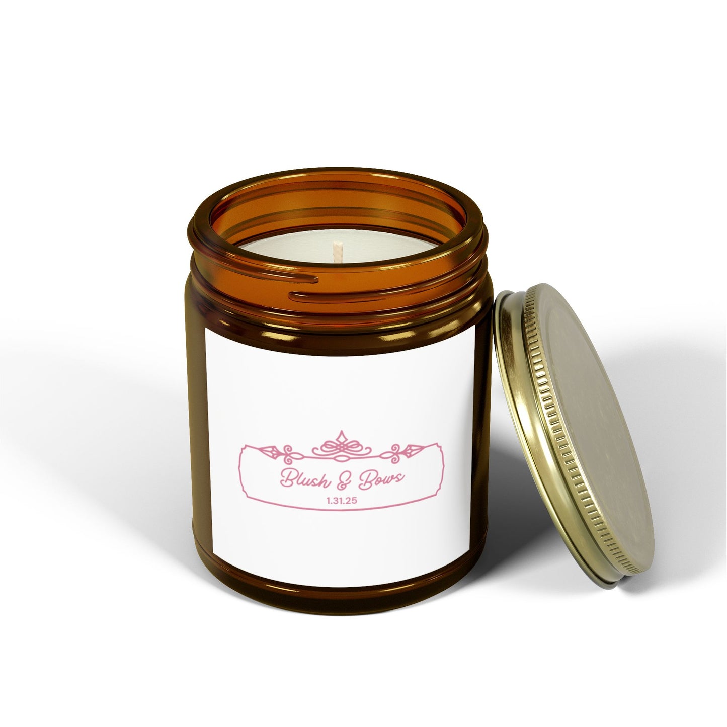 "Blush & Bows Logo" Scented Candles, Coconut Apricot Wax (4oz, 9oz)