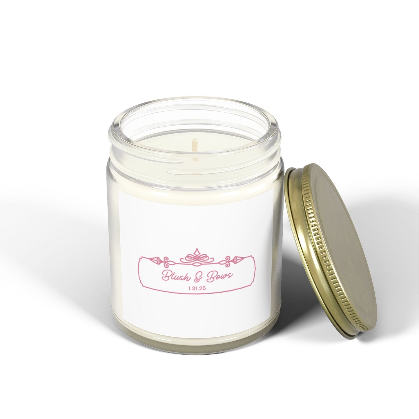 "Blush & Bows Logo" Scented Candles, Coconut Apricot Wax (4oz, 9oz)