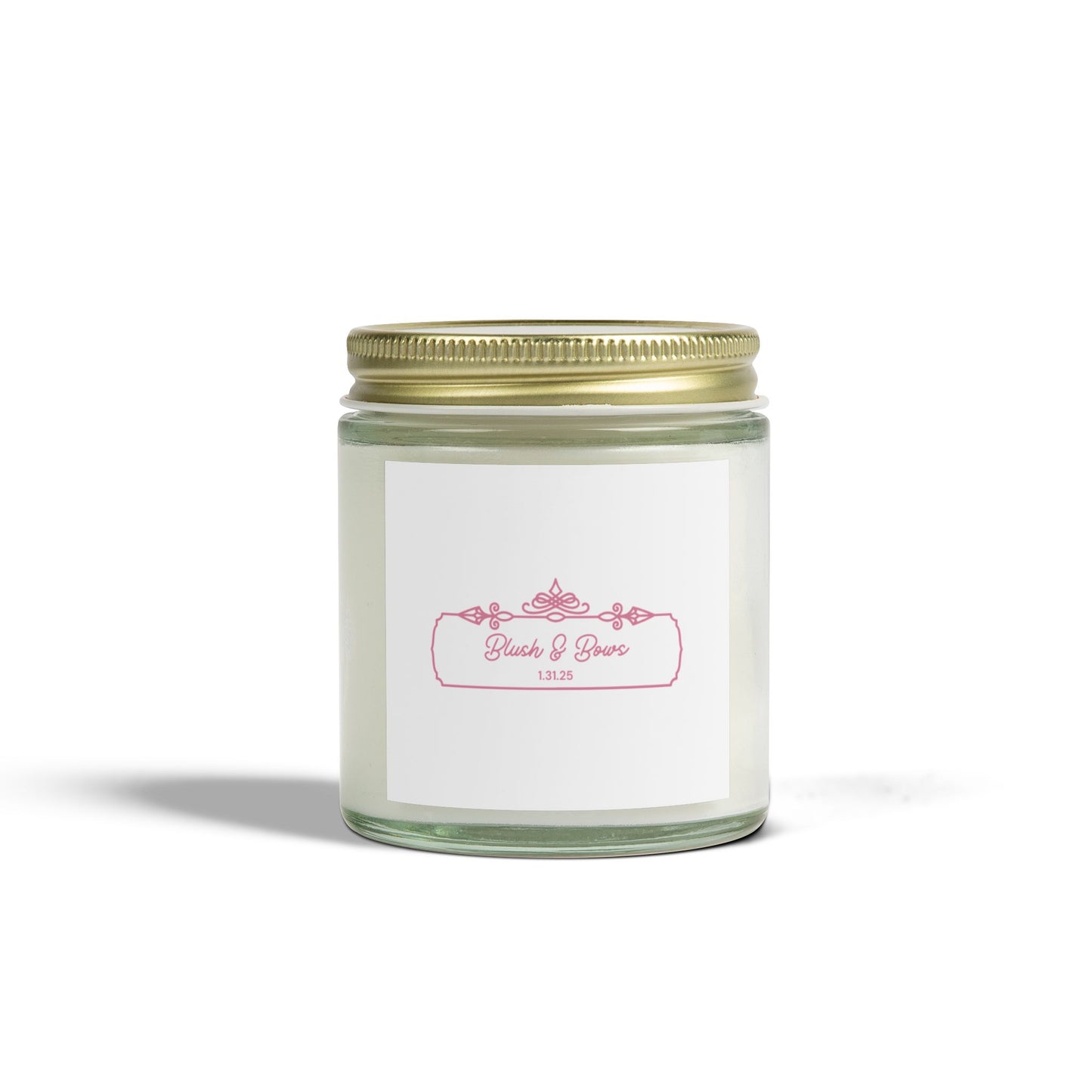 "Blush & Bows Logo" Scented Candles, Coconut Apricot Wax (4oz, 9oz)