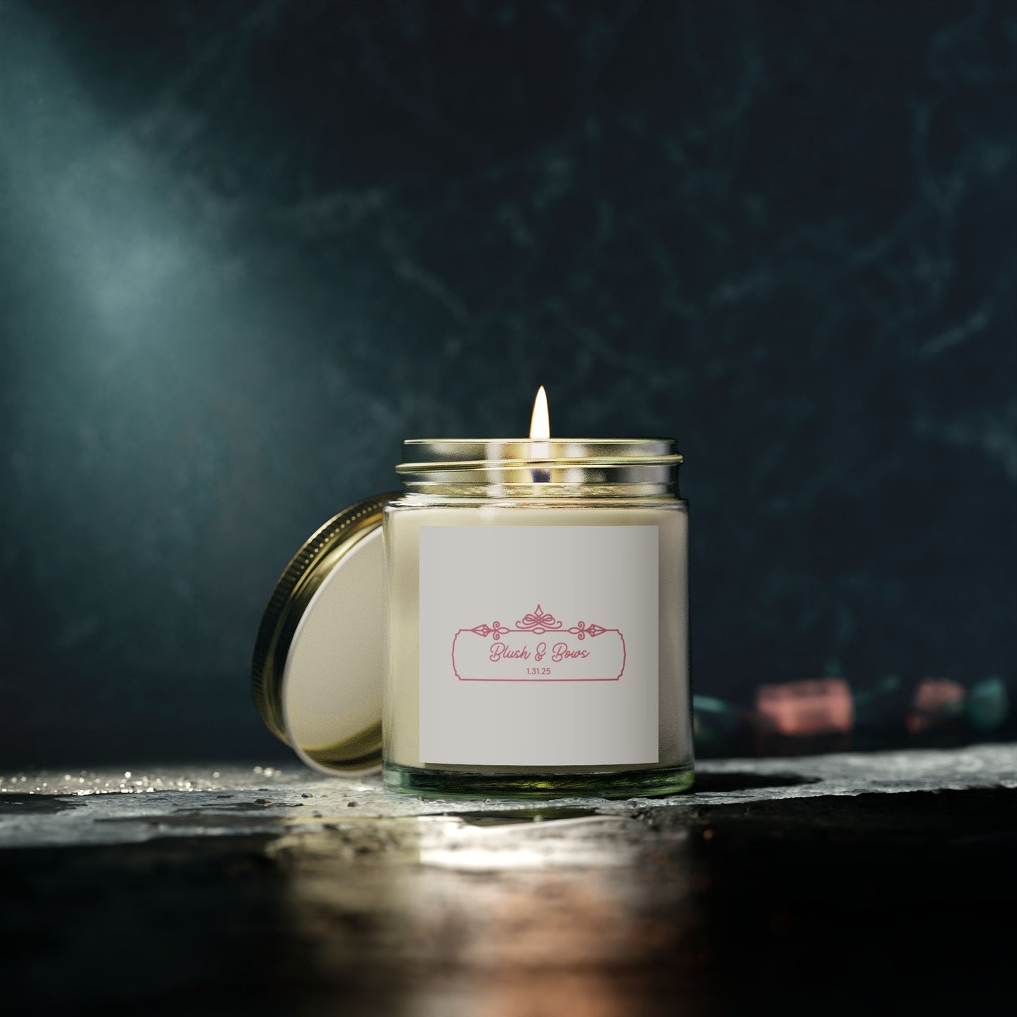 "Blush & Bows Logo" Scented Candles, Coconut Apricot Wax (4oz, 9oz)