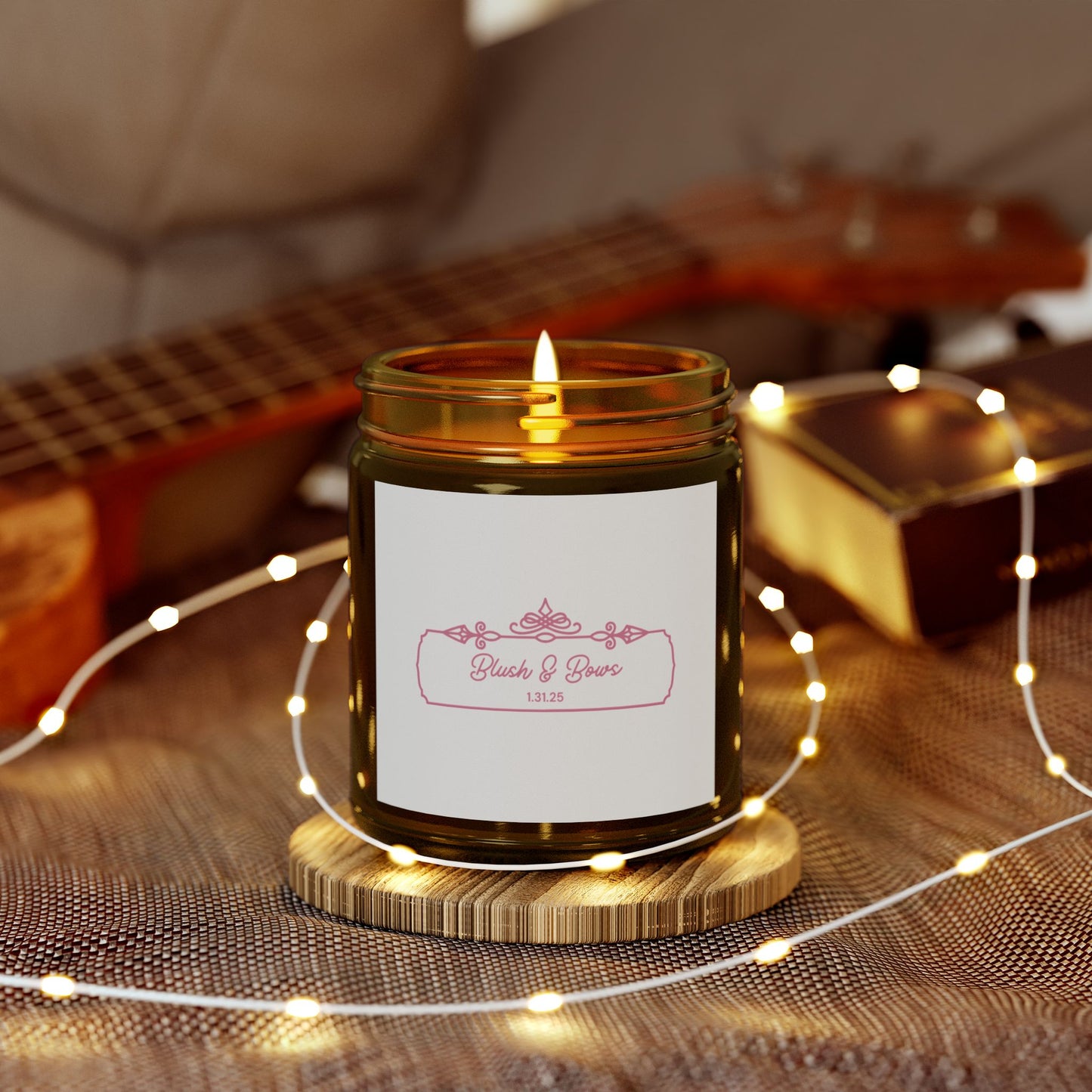 "Blush & Bows Logo" Scented Candles, Coconut Apricot Wax (4oz, 9oz)