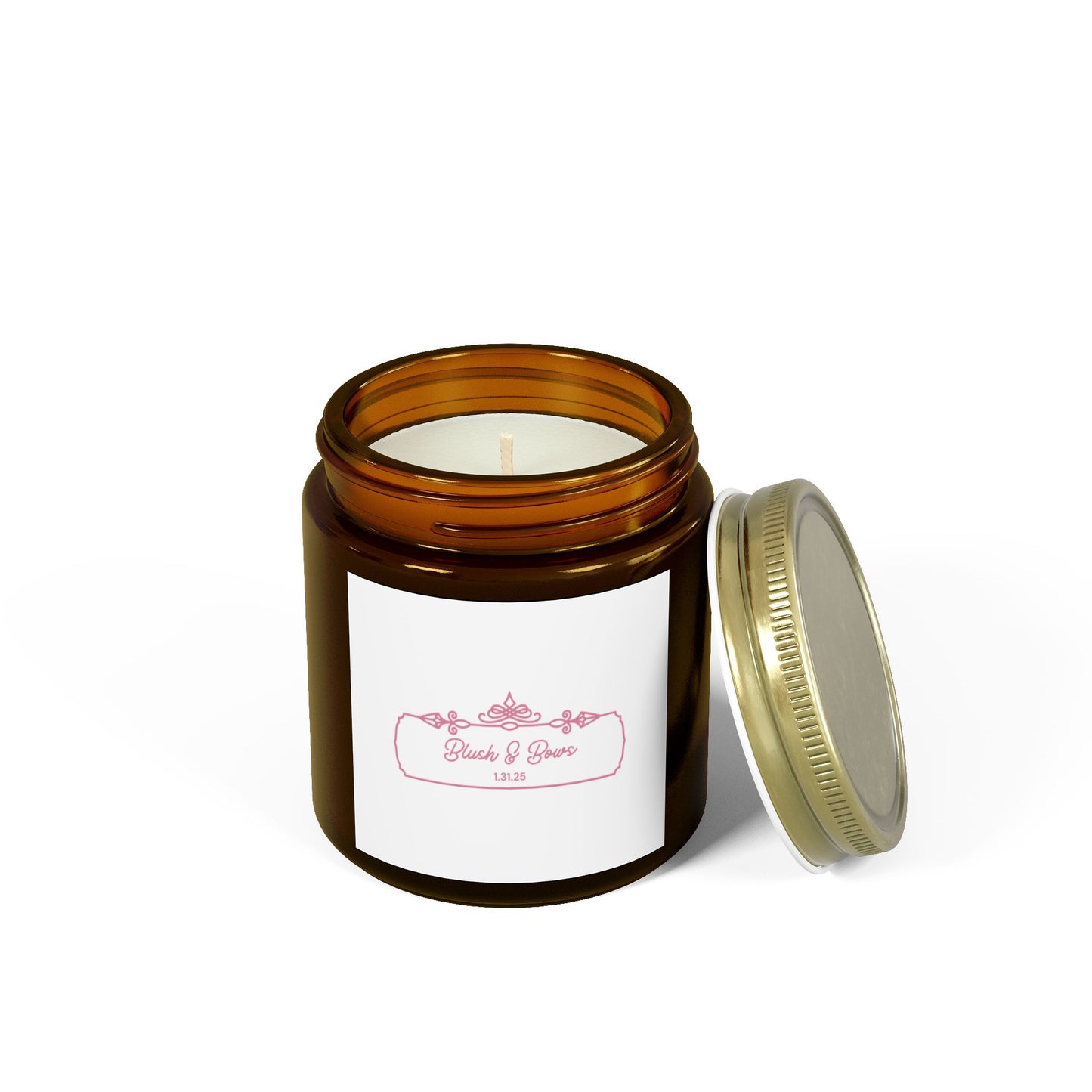 "Blush & Bows Logo" Scented Candles, Coconut Apricot Wax (4oz, 9oz)