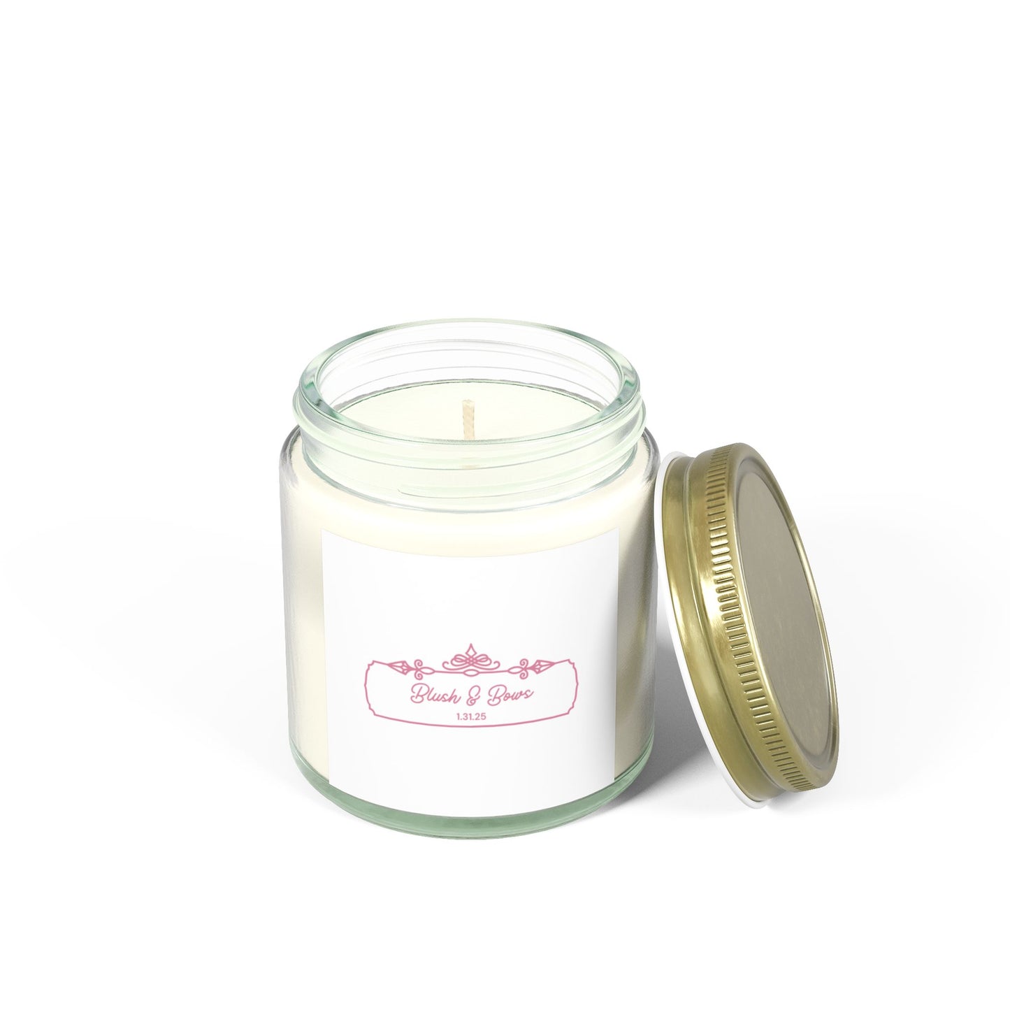 "Blush & Bows Logo" Scented Candles, Coconut Apricot Wax (4oz, 9oz)