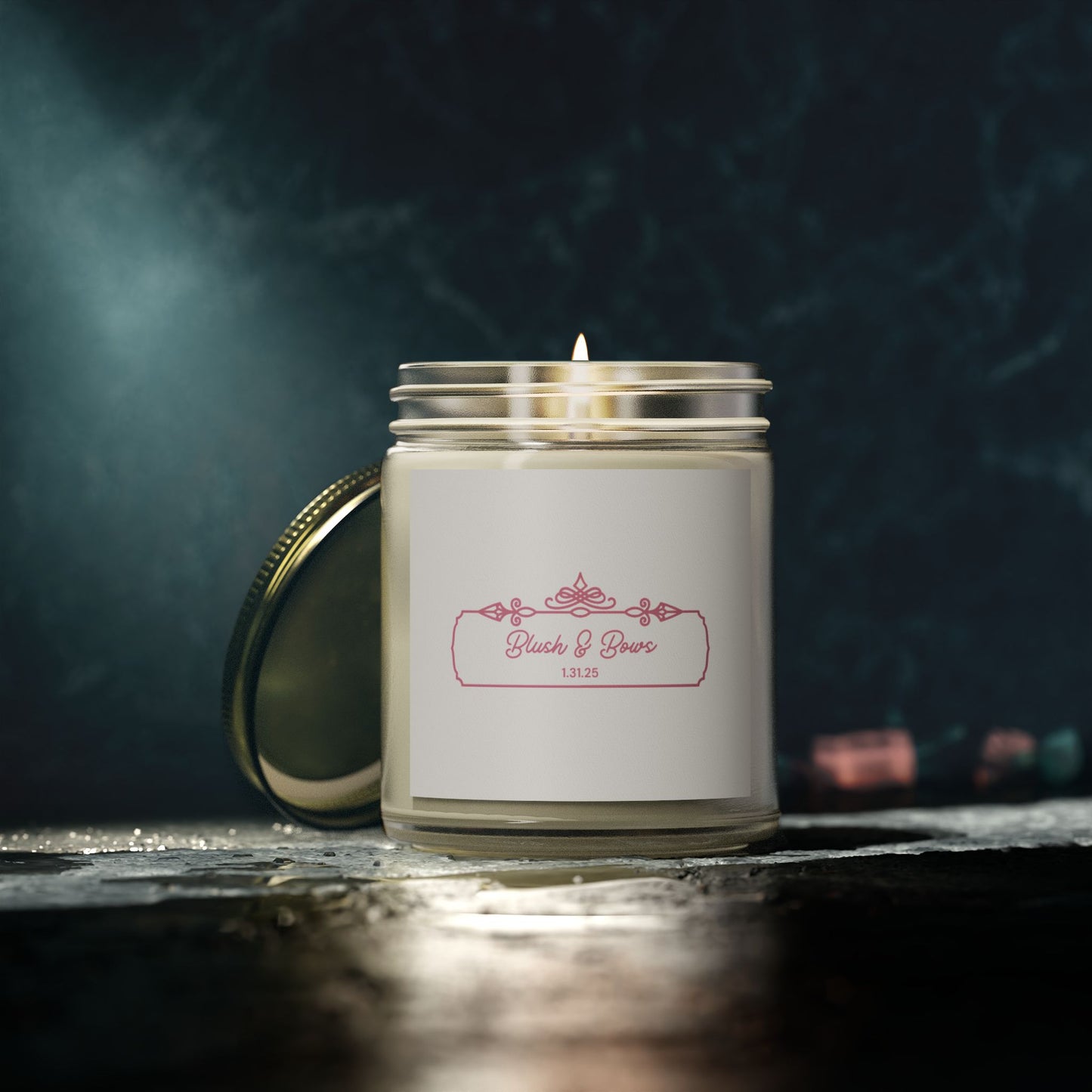 "Blush & Bows Logo" Scented Candles, Coconut Apricot Wax (4oz, 9oz)